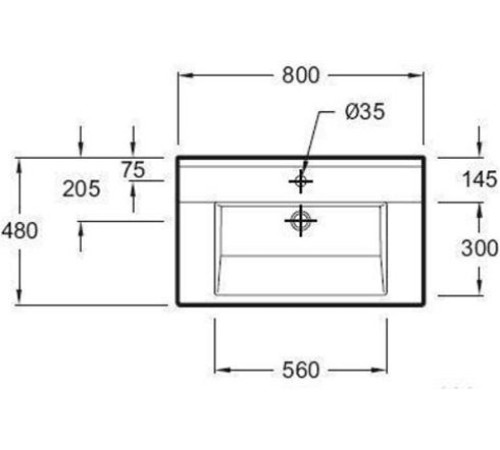 Раковина-столешница Jacob Delafon Struktura 80x48 см подвесная EXH112-00