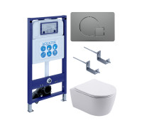 Инсталляция с унитазом AQUATEK Европа 4 в 1 рама INS-0000025 кнопка KDI-0000070 унитаз AQ1106L-00 New-070