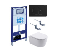 Инсталляция с унитазом AQUATEK Европа 4 в 1 рама INS-0000025 кнопка KDI-0000069 унитаз AQ1106L-00 New-069