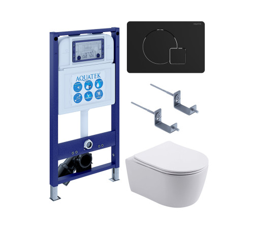 Инсталляция с унитазом AQUATEK Европа 4 в 1 рама INS-0000025 кнопка KDI-0000069 унитаз AQ1106L-00 New-069