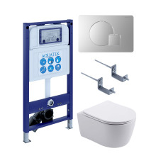 Инсталляция с унитазом AQUATEK Европа 4 в 1 рама INS-0000025 кнопка KDI-0000068 унитаз AQ1106L-00 New-068