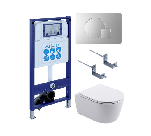Инсталляция с унитазом AQUATEK Европа 4 в 1 рама INS-0000025 кнопка KDI-0000068 унитаз AQ1106L-00 New-068