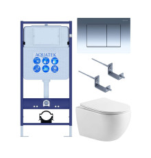 Комплект 4 в 1 инсталляция AQUATEK Standard INS-0000012 клавиша KDI-0000010 унитаз ЕВРОПА AQ1190T-00 ЕВРОПА-AQ1190-010