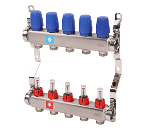 Коллекторная группа Hogart Premium 1 x 3/4 EK 5 выходов с расходомерами MS50506