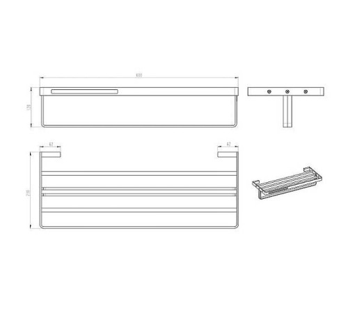 Полка для полотенец Boheme Q подвесная золото матовое 10947-MG
