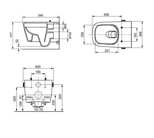 Унитаз-биде подвесной TECE TECEneo 54х36х36 см безободковый Tornado белый 9700205