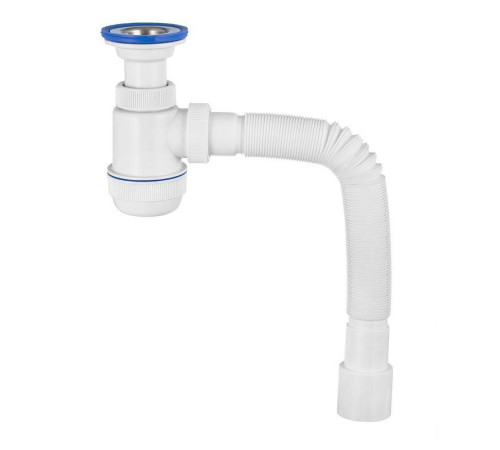 Сифон для раковины Wirquin Мини Элит 1 1/2 x 40 мм чашка 63 мм с гофротрубой 800 мм 30980678