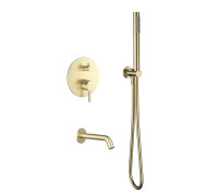 Набор для ванны Aquanet с изливом и смесителем золото шлифованное AQM8406BG