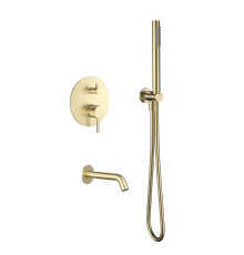 Набор для ванны Aquanet с изливом и смесителем золото шлифованное AQM8406BG