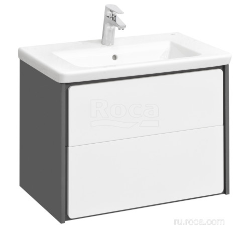 Тумба под умывальник подвесная Roca Ronda 2 ящика 677х480х412 мм Белый глянец/антрацит ZRU9302964
