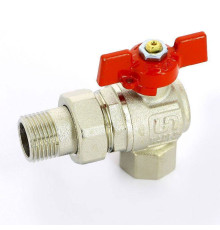 Кран шаровой угловой Uni-Fitt 1/2 НВ с разъемным соединением для коллекторов 133T2000