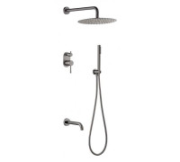 Душевой комплект встраиваемый Boheme Uno верхний душ 30 см gun metal 464-2-GM