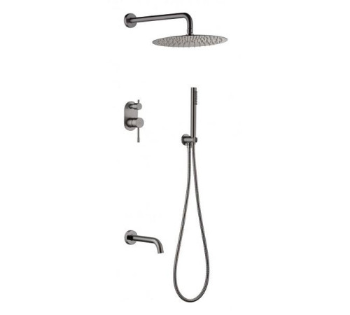 Душевой комплект встраиваемый Boheme Uno верхний душ 30 см gun metal 464-2-GM