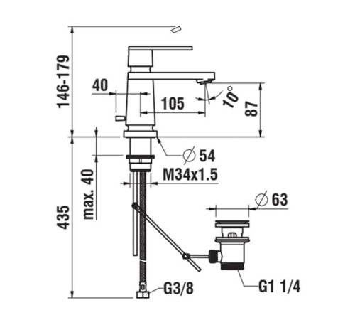 Смеситель для раковины Laufen The New Classic излив 10.5 см с донным клапаном хром HF900501100000