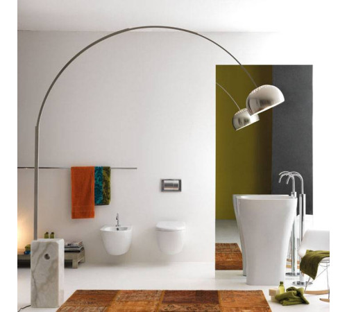 Раковина Kerasan Aquatech 60 см без отверстия с креплением и сифоном белый 374201