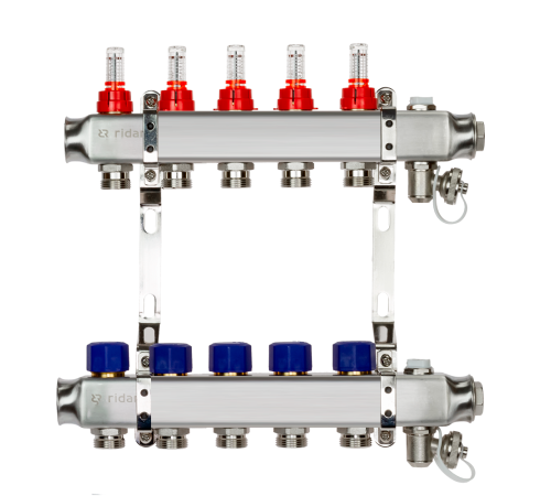 Комплект коллекторов Ридан SSM-5RF set с расходомерами и кронштейнами 5 контуров 088U0955R