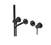 Смеситель для ванны встраиваемый на 4 отверстия Gattoni Circle Two с ручной лейкой черный матовый 9105/91NO