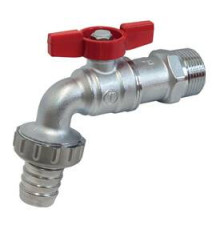 Кран шаровой садовый Giacomini R620 3/4 Н со штуцером ручка-бабочка R620X014