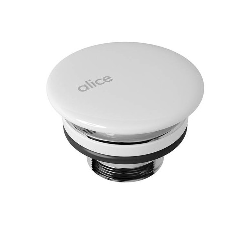 Донный клапан для раковины Alice керамический неперекрываемый белый глянцевый PIL006