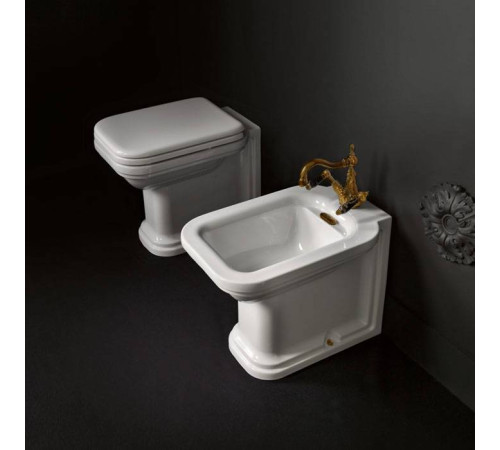 Биде напольное Kerasan Waldorf 55х37 см 1 отверстие с заглушкой белый 4121K1bi/cr*1 / 811393br / 760393