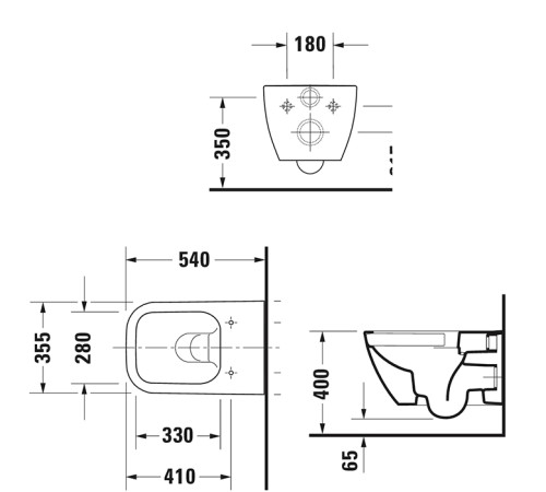 Унитаз подвесной Duravit Happy D.2 54x36 см безободковый 2222090000