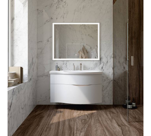 Тумба подвесная с раковиной Kerama Marazzi Riva 100 см правая белый матовый RV.wb.100Rh/RV.100Rh\WHT.M