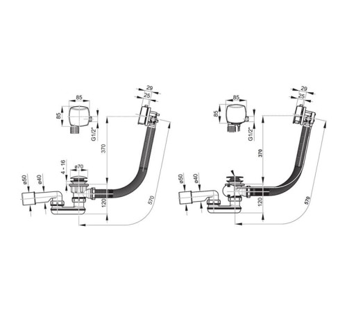 Слив-перелив для ванны Ravak удлиненный 80 см хром X01318