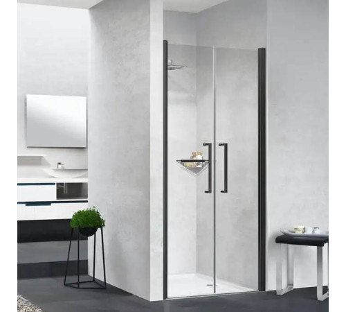 Душевая дверь Novellini Young 97-101х200 см распашная двойная в нишу черный Y22B97-1H