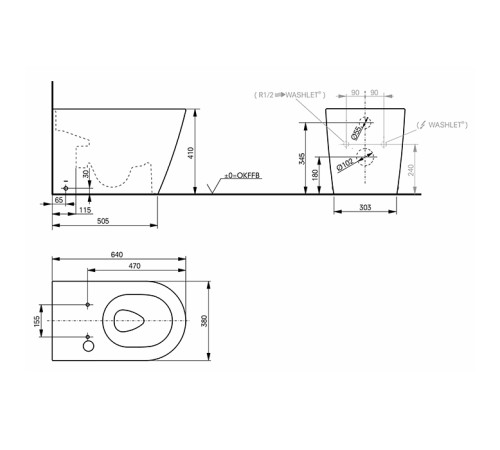 Унитаз напольный TOTO RP безободковый 38х64 см белый CW563Y#XW