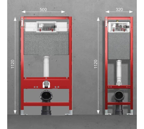 Застенный модуль для унитаза TECE TECEbase 112х32 см со смывным бачком 9400440