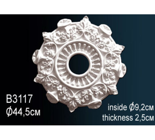 Розетка потолочная под люстру Perfect B3117 полиуретановая с орнаментом 486 мм B3117