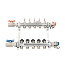 Комплект коллекторов REHAU HKV-D с расходомерами, термоклапанами и шаровыми кранами 5 выходов 1 x 3/4 12080513002