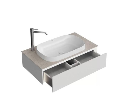 Тумба под раковину подвесная Kerama Marazzi Magica 88.4х48.5х22 см 1 ящик утренний серый матовый MA.90.1/MGR.M