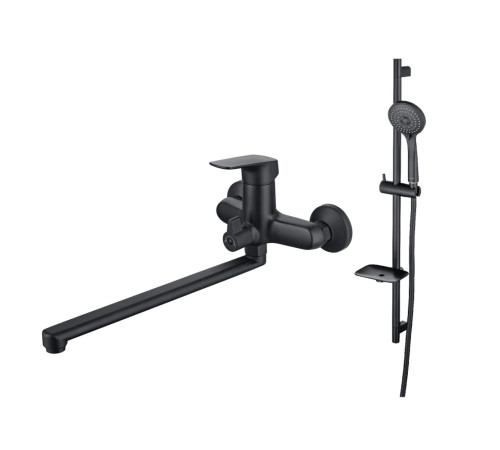 Набор смесителей 2 в 1 Aquanet Vega (AQ1042MB+AQ2011MB) матовый черный AQ1033MB