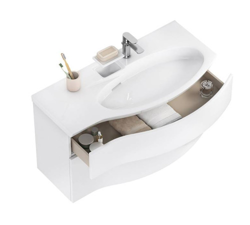 Тумба подвесная с раковиной Kerama Marazzi Riva 100 см правая белый матовый RV.wb.100Rh/RV.100Rh\WHT.M