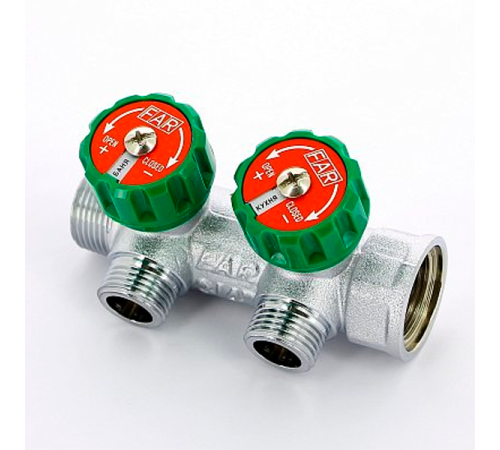 Коллектор регулирующий FAR 1х1/2 на 2 отвода межосевое расстояние 45 мм FK 3821 112TP