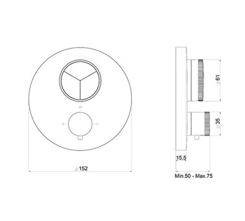 Смеситель для душа термостатический Almar Core встраиваемый 3 потребителя латунь E176633.HB