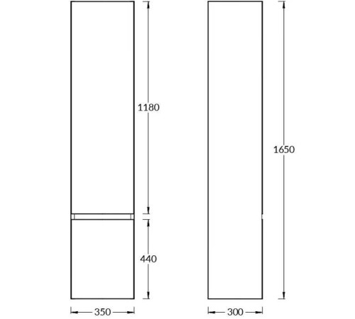 Пенал подвесной Kerama Marazzi Cubo 165 см правый мальва матовый CUB.165Rh\MAL