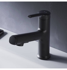 Смеситель для раковины AM.PM X-Joy с вытяжным изливом черный матовый F85B02922