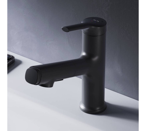 Смеситель для раковины AM.PM X-Joy с вытяжным изливом черный матовый F85B02922