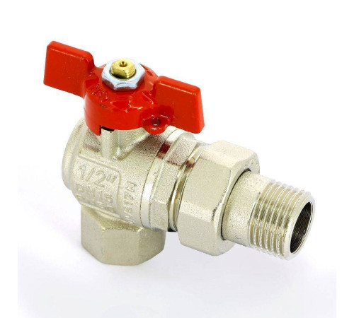 Кран шаровой угловой Uni-Fitt 1/2 НВ с разъемным соединением для коллекторов 133T2000
