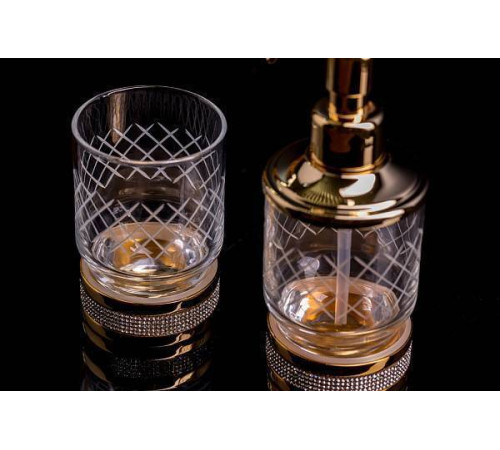 Стакан для зубных щеток настольный Boheme Royal Cristal золото 10931-G-B