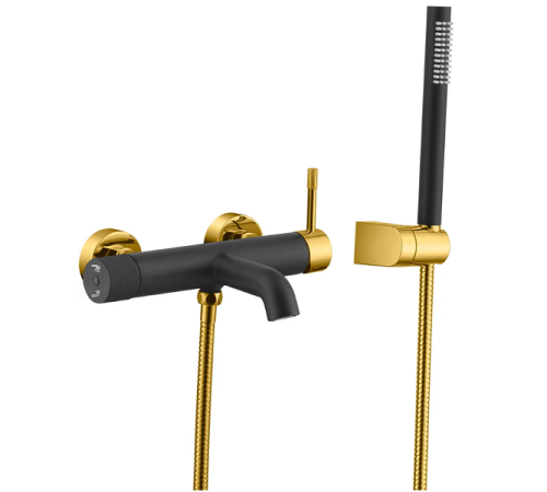 Смеситель для ванны Boheme Uno черный матовый / золото матовое 463-BG