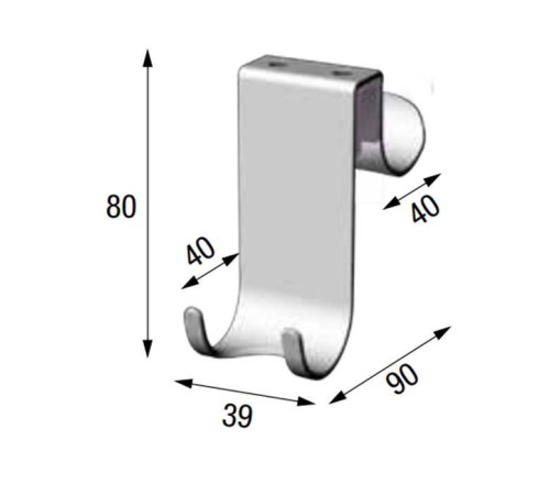 Крючок на стекло Novellini Frame до 1 см хром R90APPEN0G