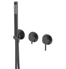 Смеситель встраиваемый AQUAMERIT на 3 потребителя с внутренней частью черный матовый AQM8805MB