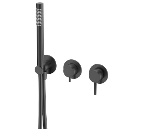 Смеситель встраиваемый AQUAMERIT на 3 потребителя с внутренней частью черный матовый AQM8805MB