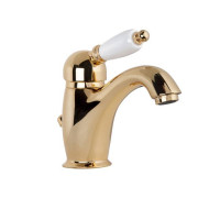 Смеситель для раковины Gattoni Orta с низким изливом и донным клапаном золото 24к 2746/27D0
