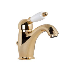 Смеситель для раковины Gattoni Orta с низким изливом и донным клапаном золото 24к 2746/27D0