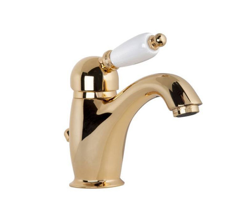 Смеситель для раковины Gattoni Orta с низким изливом и донным клапаном золото 24к 2746/27D0