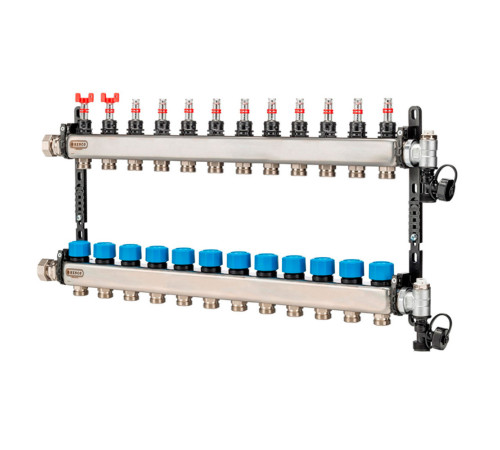 Коллекторная группа Henco из нержавеющей стали с расходомерами 1 12 выходов UFH-0605MDSS12